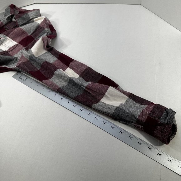 Hollister Men's Size Medium Shirt Button Up Long Sleeve Plaid Red Gray Preowned - Picture 10 of 14